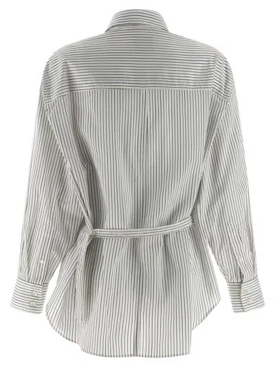 Isabel Marant Striped Long Sleeve Shirt With Adjustable Tie In Multi
