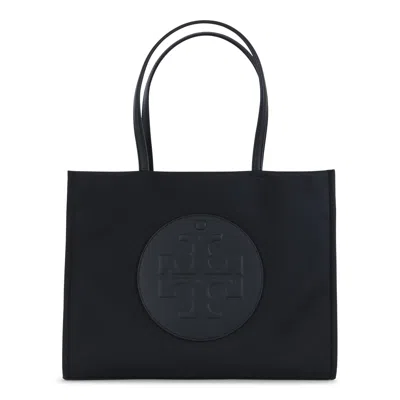Tory Burch Black Tote With Circular Logo And Functional Design In Black