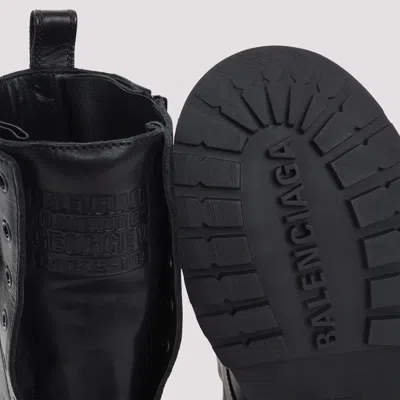 Balenciaga Rugged Leather Ankle Boots With Chunky Sole In Black