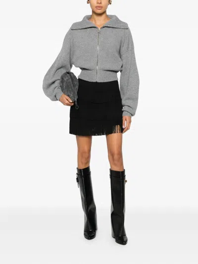 Sportmax Grey Zip-up Cardigan In Wool And Cashmere In Gray