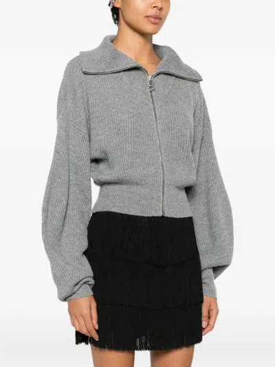 Sportmax Grey Zip-up Cardigan In Wool And Cashmere In Gray