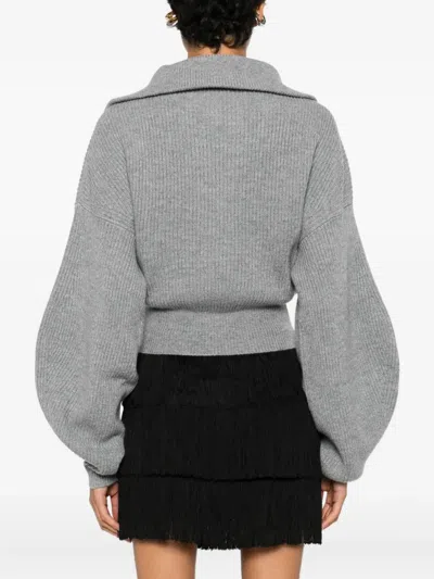 Sportmax Grey Zip-up Cardigan In Wool And Cashmere In Gray