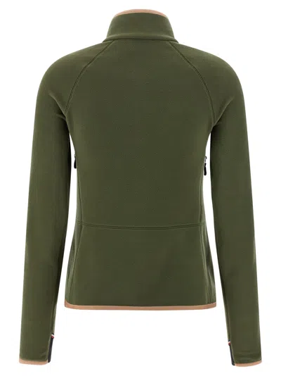 Moncler High Collar Long Sleeve Cardigan Sweater In Green