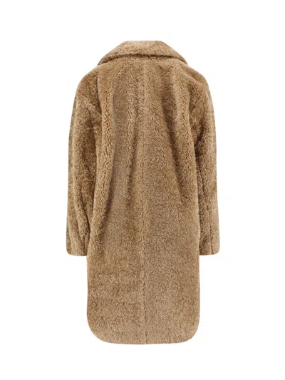 Hugo Boss Catedy Synthetic Fur Coat In Brown