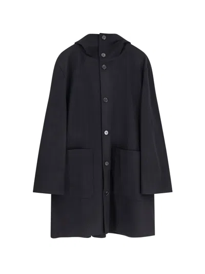 Paltò Tonio Felt Wool And Nylon Coat In Black