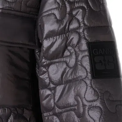 Ganni Women Shiny Quilted Midi Jacket In Gray