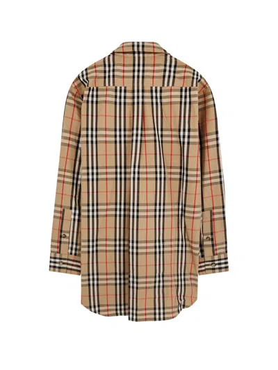 Burberry Women Cotton Shirt With Check Print In Brown
