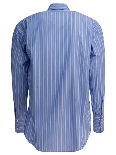 Maison Margiela Cotton Striped Shirt Shirts Light Blue In Blue