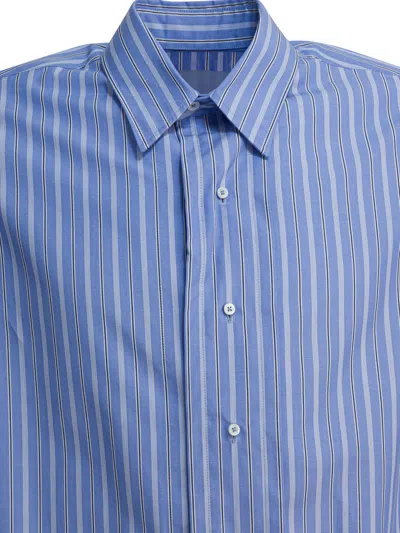 Maison Margiela Cotton Striped Shirt Shirts Light Blue In Blue