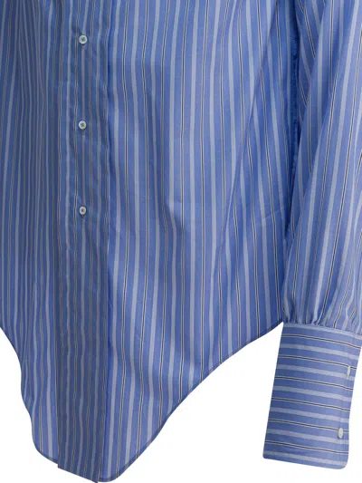 Maison Margiela Cotton Striped Shirt Shirts Light Blue In Blue