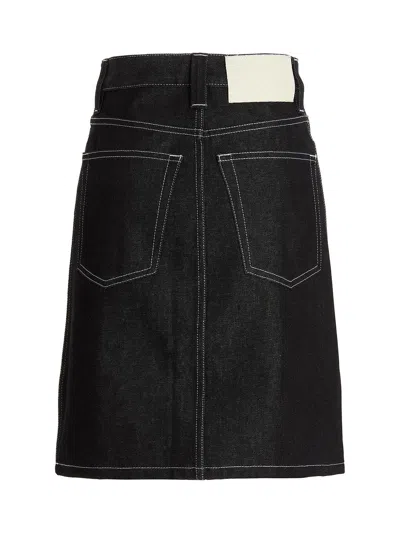 Sunnei Denim Skirt With Contrast Stitching In Black