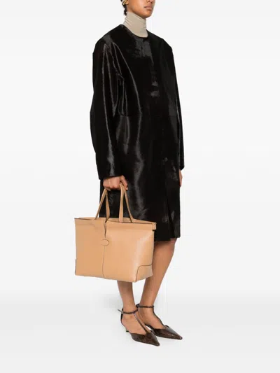 Tod's Di Bag Folio Leather Shopping Bag In Brown