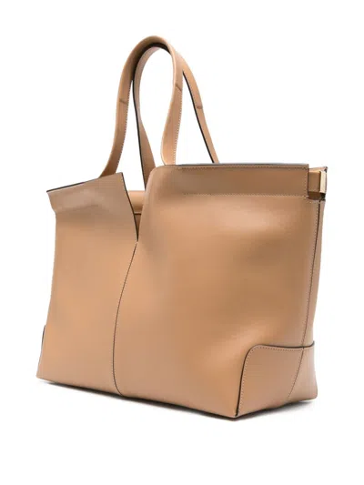 Tod's Di Bag Folio Leather Shopping Bag In Brown
