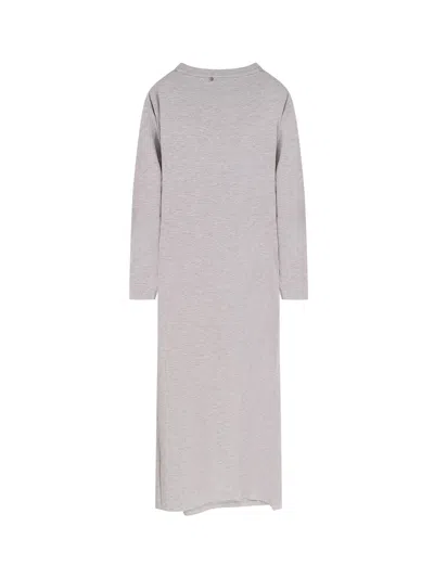 Hugo Boss Midi Dress With Knot Detail And Long Sleeves In Gray