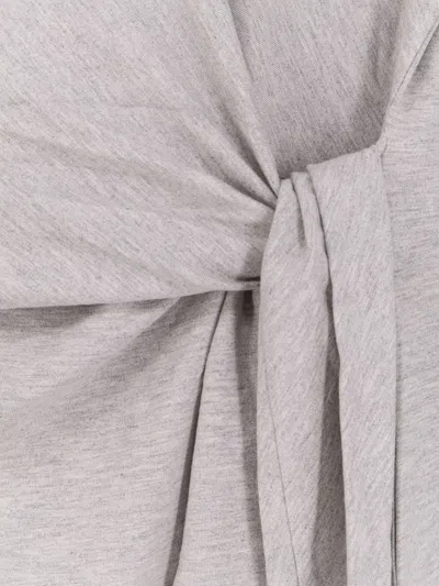 Hugo Boss Midi Dress With Knot Detail And Long Sleeves In Gray