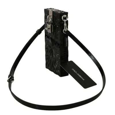 Dolce & Gabbana Black Crystal Plexiglass Cross Cigarette Case Women's Holder In Black