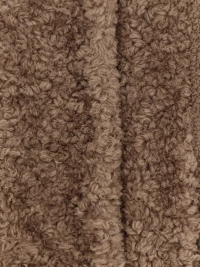Hugo Boss Faux Fur Coat In Brown