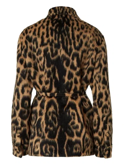 Fendi Leo Wool Go-to Jacket With Belt In Multi