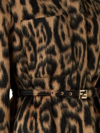 Fendi Leo Wool Go-to Jacket With Belt In Multi