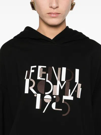 Fendi Women Oversize Cotton Sweatshirt In Black