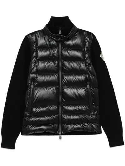 Moncler Grenoble Padded Wool Zip-up Cardigan Clothing In Black