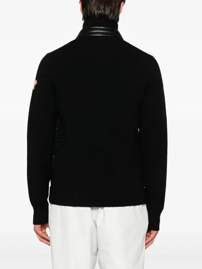 Moncler Grenoble Padded Wool Zip-up Cardigan Clothing In Black