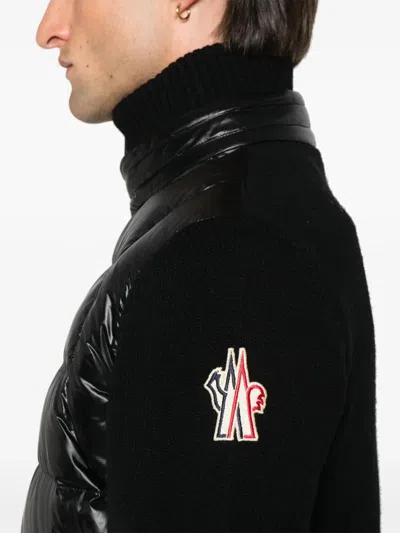Moncler Grenoble Padded Wool Zip-up Cardigan Clothing In Black