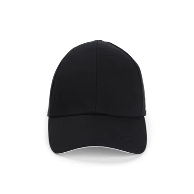 Courrèges Structured Black Cotton Baseball Cap With Embroidered Logo In Black