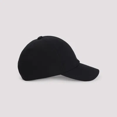 Courrèges Structured Black Cotton Baseball Cap With Embroidered Logo In Black