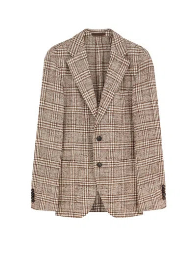 Hugo Boss Tailored Check Pattern Blazer With Notch Lapel In Multi