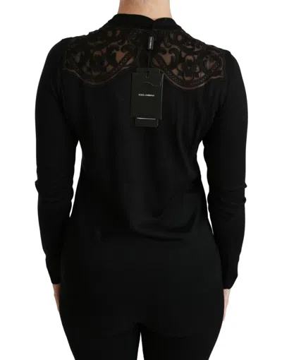 Dolce & Gabbana Black Lace Women's Cardigan Women's Sweater In Black