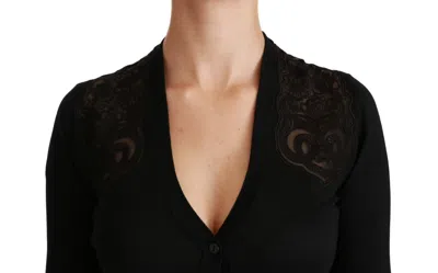 Dolce & Gabbana Black Lace Women's Cardigan Women's Sweater In Black