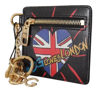 Dolce & Gabbana Black Leather #dgloveslondon Keyring Cardholder Coin Women's Case In Brown