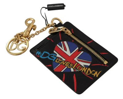 Dolce & Gabbana Black Leather #dgloveslondon Keyring Cardholder Coin Women's Case In Brown