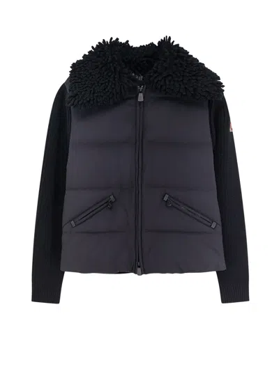 Moncler Grenoble Padded Wool Zip-up Cardigan Clothing In Black