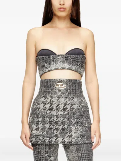 Diesel Abstract Textured Bodysuit With Structured Bust In Multi