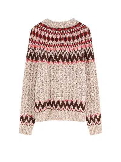 Moncler Jacquard Wool Blend Sweater With Geometric Pattern In Multi
