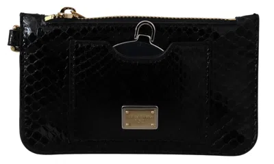 Dolce & Gabbana Black Leather Coin Purse Wristlet Mirror Agnese Women's Wallet In Black
