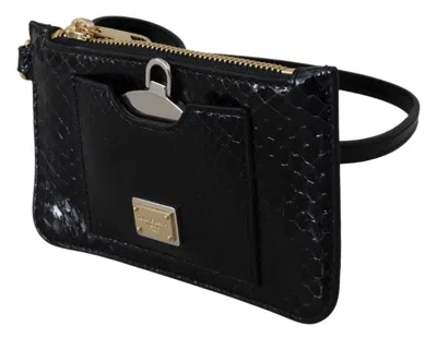 Dolce & Gabbana Black Leather Coin Purse Wristlet Mirror Agnese Women's Wallet In Black