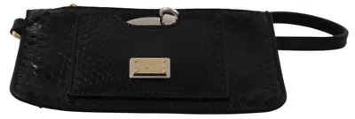 Dolce & Gabbana Black Leather Coin Purse Wristlet Mirror Agnese Women's Wallet In Black
