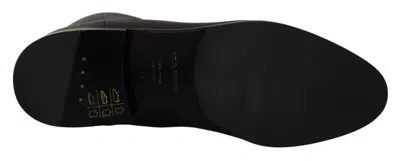 Dolce & Gabbana Black Leather Flats Logo Short Boots Women's Shoes In Black