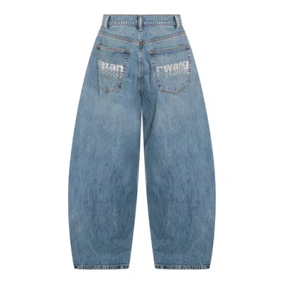 Alexander Wang Crystal-embellished Wide-leg Jeans In Blue