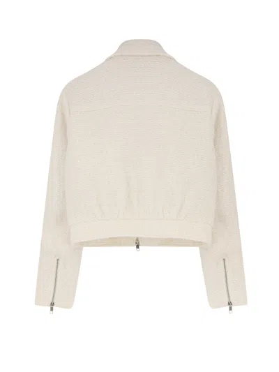 Hugo Boss Textured Fabric Long Sleeve Collared Jacket In Neutral