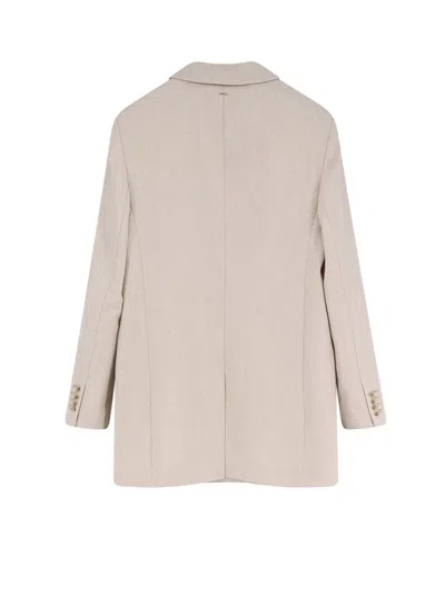 Hugo Boss Wool Blend Blazer Peak Lapel In Neutral