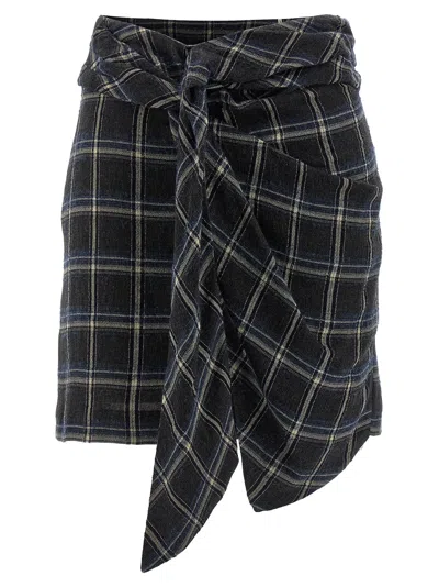 Isabel Marant Wrap Skirt With Asymmetric Hem And Tie Detail In Black