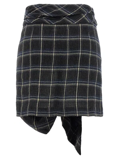 Isabel Marant Wrap Skirt With Asymmetric Hem And Tie Detail In Black