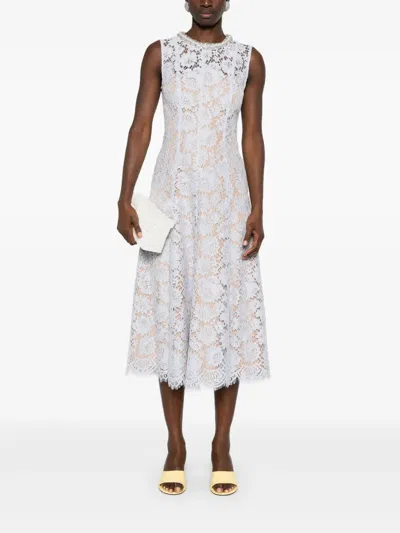 Self-portrait Blue Fine Lace Pearl Midi Dress In White