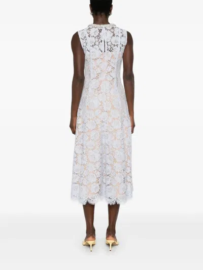 Self-portrait Blue Fine Lace Pearl Midi Dress In White