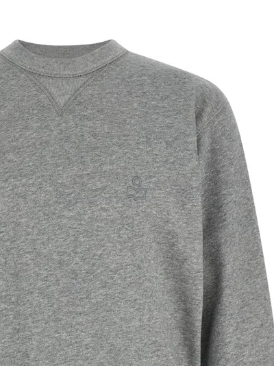 Isabel Marant Ribbed Cuff Long Sleeve Crew Neck Sweatshirt In Gray