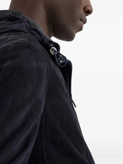 Brunello Cucinelli Suede Hooded Jacket Adjustable Drawstring In Black